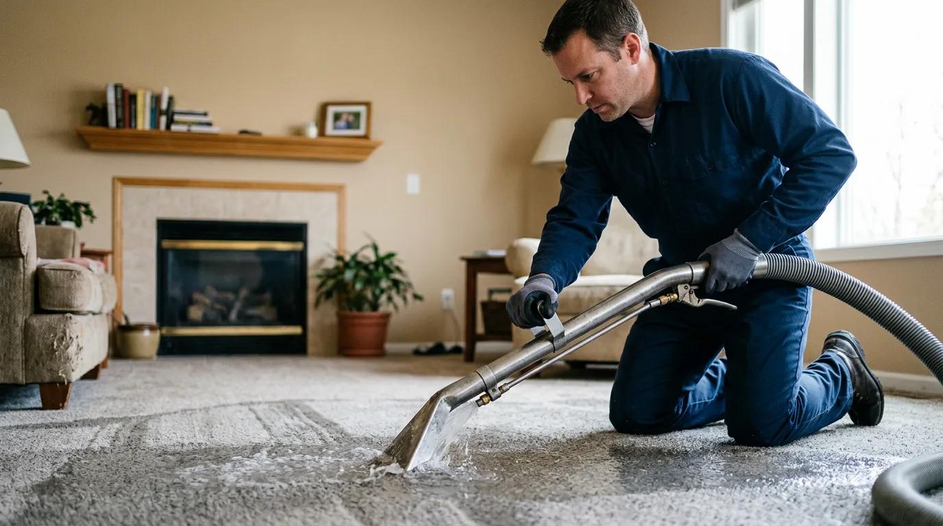 Water damage restoration technician working near Hindsboro, IL